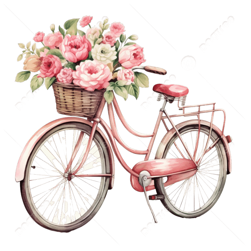 Bicicleta de pedales vintage con flores